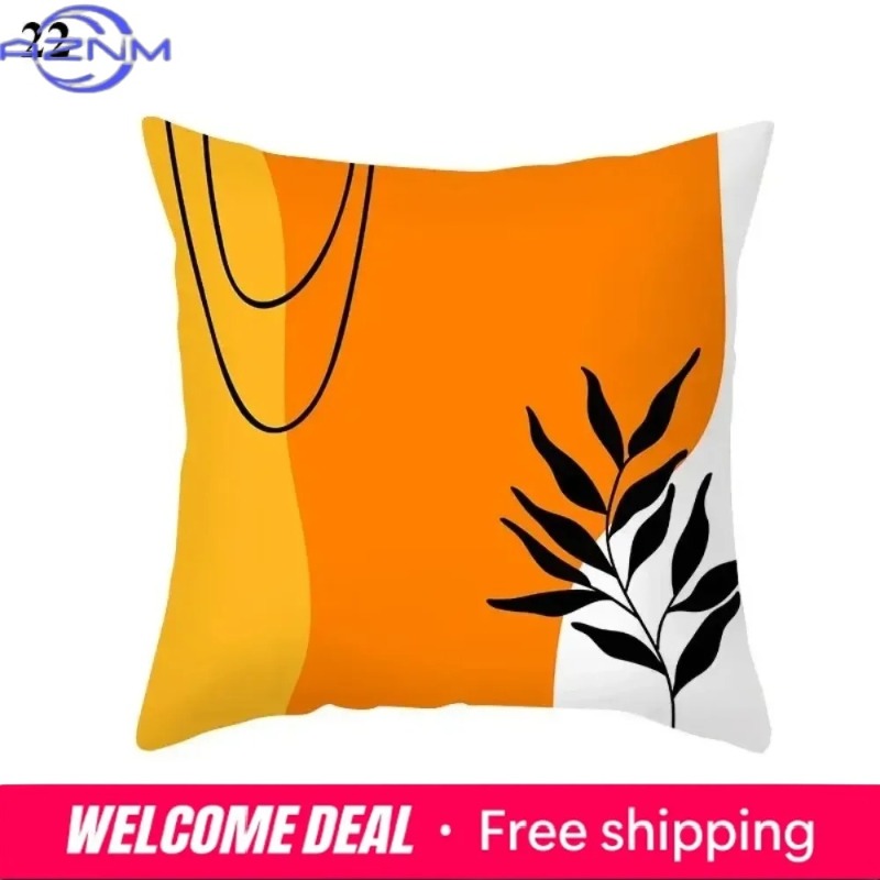 Century Textile & Sewing Supply Hours - Boho Orange Abstrakter Kissenbezug Mid-Century Modern