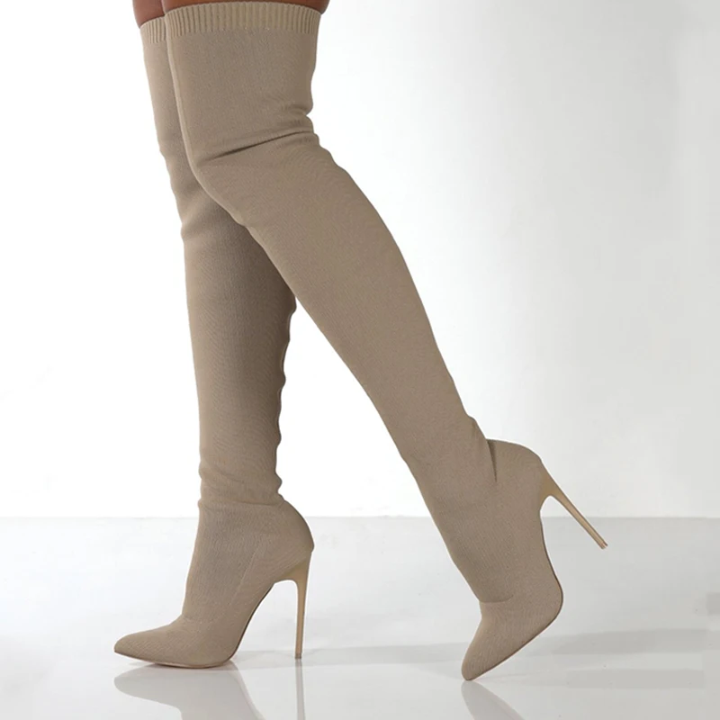 Sewing Knit - Frauen Herbst Overknee Stiefel Stiletto High