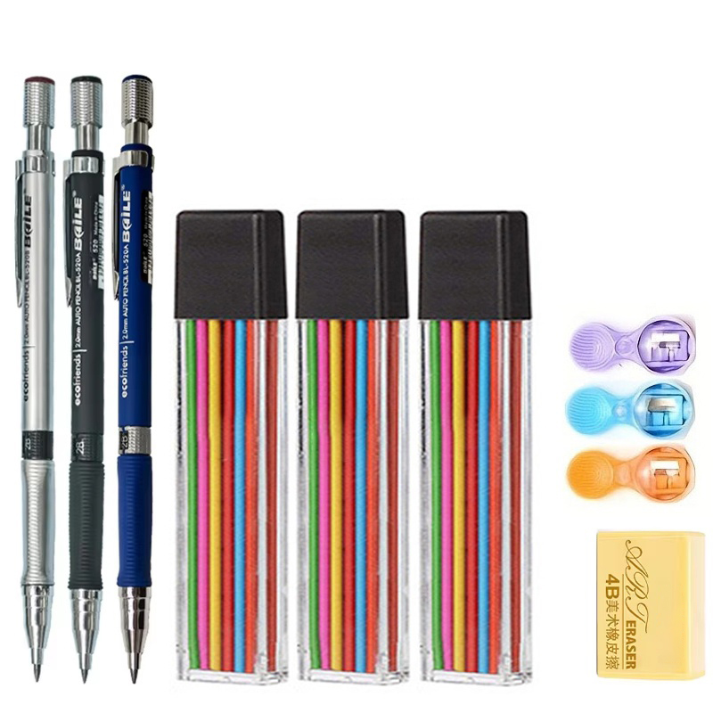 Staedtler Pencil Lumocolor - 2,0-mm-Druckbleistift-Set mit 2B schwarzen/farbigen Minen, Zeichenstift