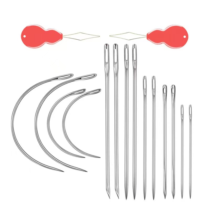 Leather Needle Heavy - 14/16-teiliges Schwerlast-Handnähnadel-Set für Leder - Gebogene/Polster-/Teppich-Reparaturnähwerkzeuge