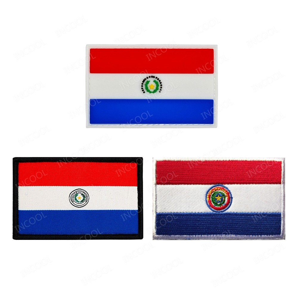 Velcro Sew On - Paraguay-Flagge, bestickter Aufnäher, PVC-Gummi, Paraguay-Flaggen, Aufnäher,