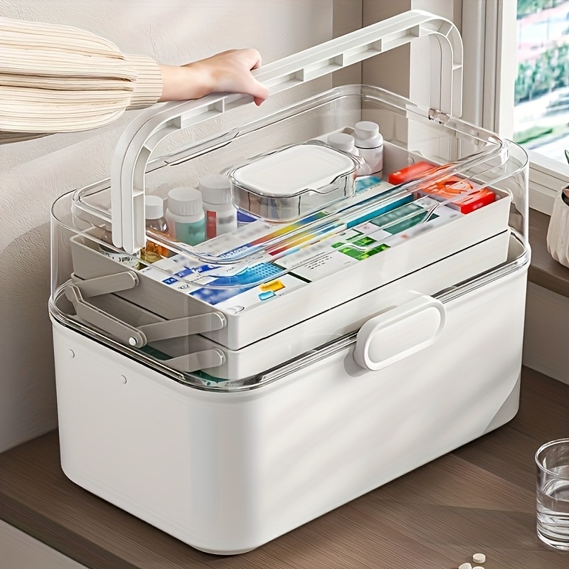 Bobbin Organizer Box - Große Medikamentenaufbewahrungsbox/Verteilbox mit transparentem Deckel –