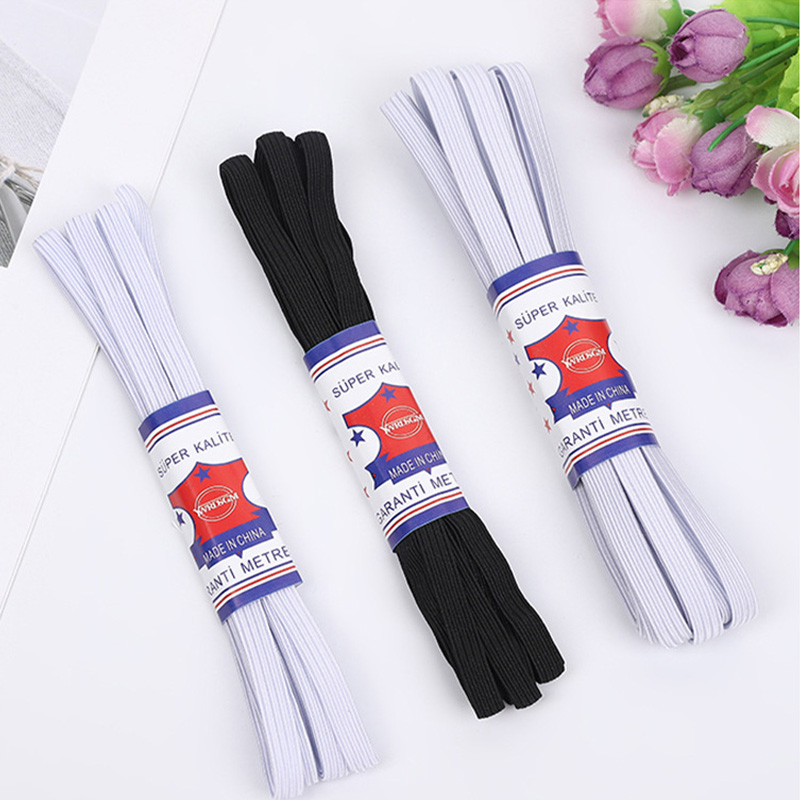 Sewing Latex - 7 mm flaches Gummiband, Latex-Seide, Schwarz