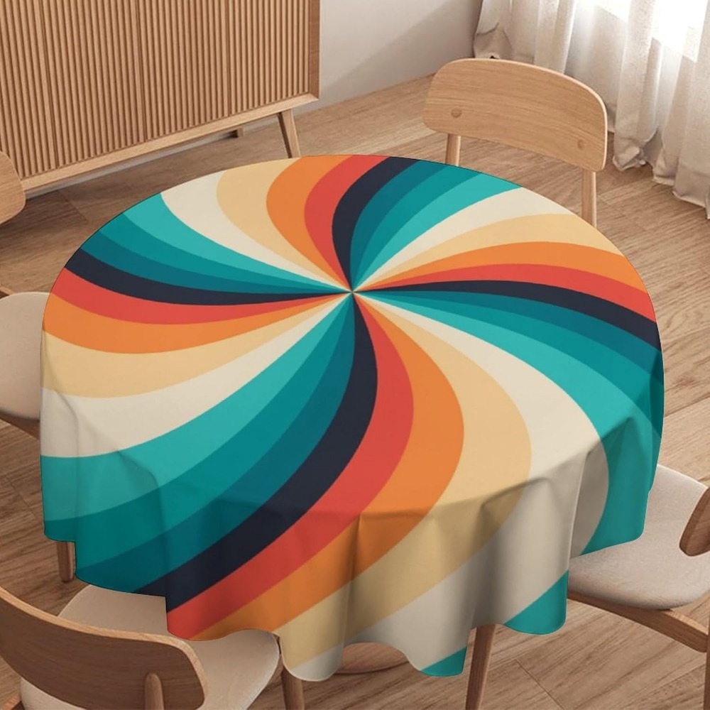 Century Textile & Sewing Supply Hours - Vintage Groovy Swirl runde Tischdecke im