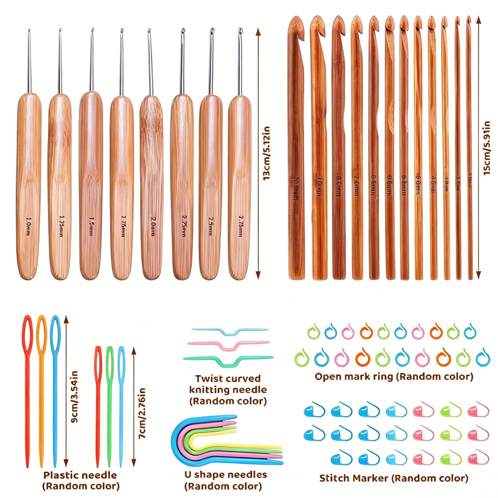 74-teiliges Bambus-Häkelnadel- – Sewing Knit Bewertung und Preis
